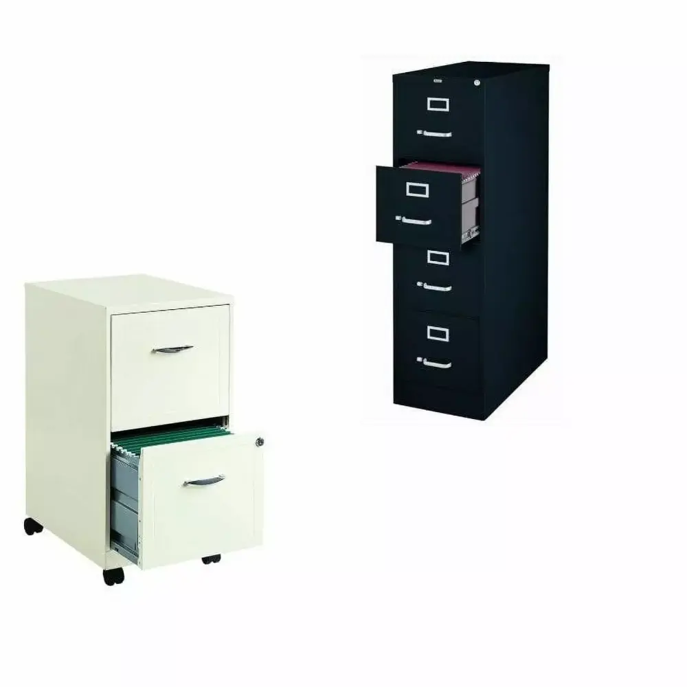 2 Piece Value Pack Black 4 Drawer and White Mobile File Cabinet Set Hirsh Industries