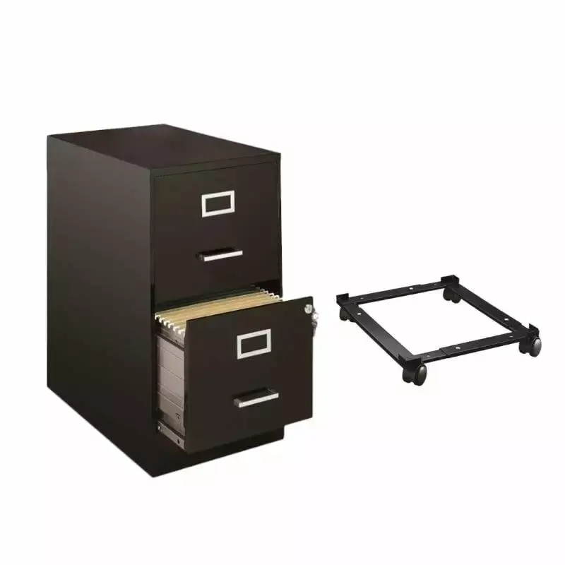 SOHO 2 Piece 2 Drawer File Cabinet and Mobile File Caddy Black Hirsh Industries