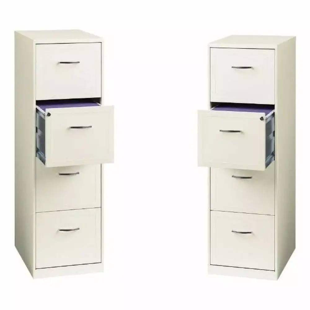 Value Pack Set 2 4 Drawer Smart File Cabinets Pearl White Hirsh Industries