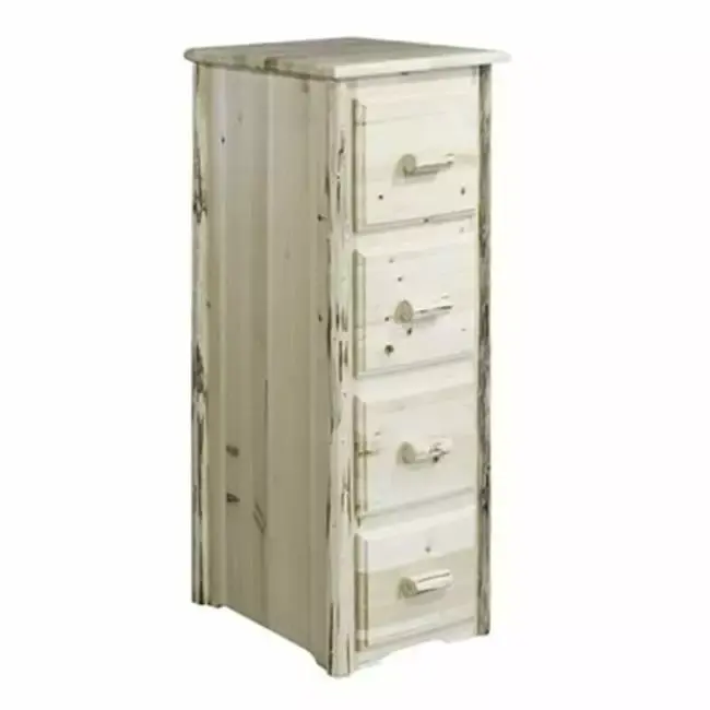 File Cabinet 4 Drawers Clear Lacquer Finish - Office Storage D2D Technologies