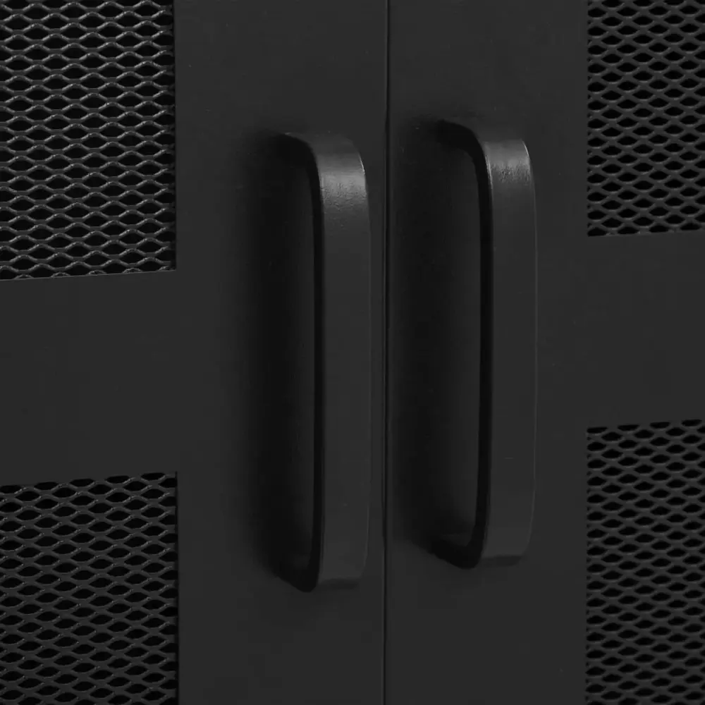 Anself 2 Doors Office Cabinet Storage Shelves and 2 Drawers Metal File Cabinet Black Dcenta