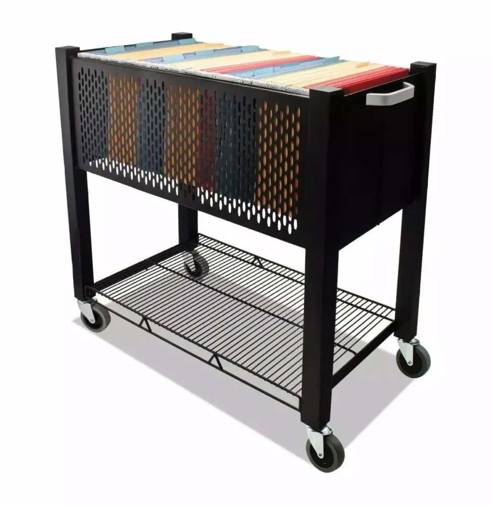 Black Open-Top File Cart 15 x 27 x 27 3/4 Compact Document Storage Office BMJHH