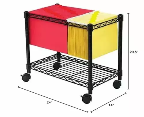 Scranton & Co Wire Mobile File Cart Black ChenPo