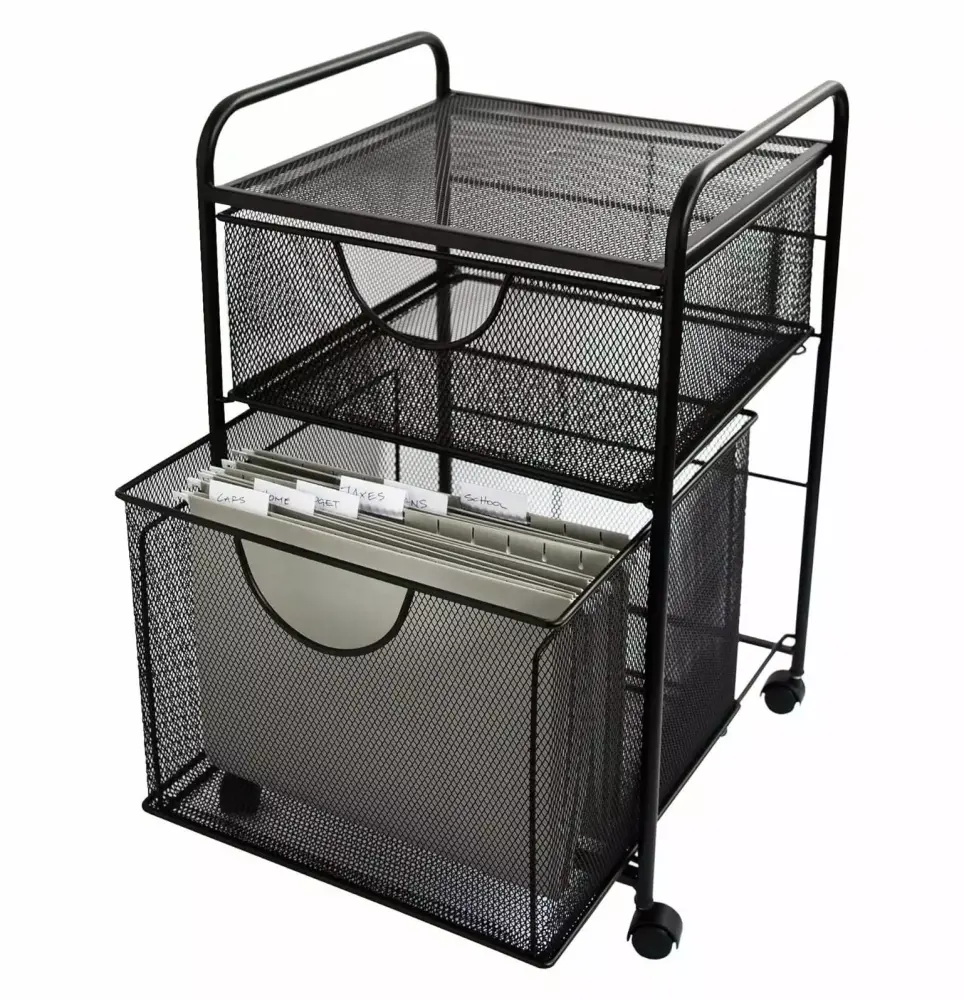 2 Drawer File Cart Black Mobile Filing Cabinet Office Home Cintbllter