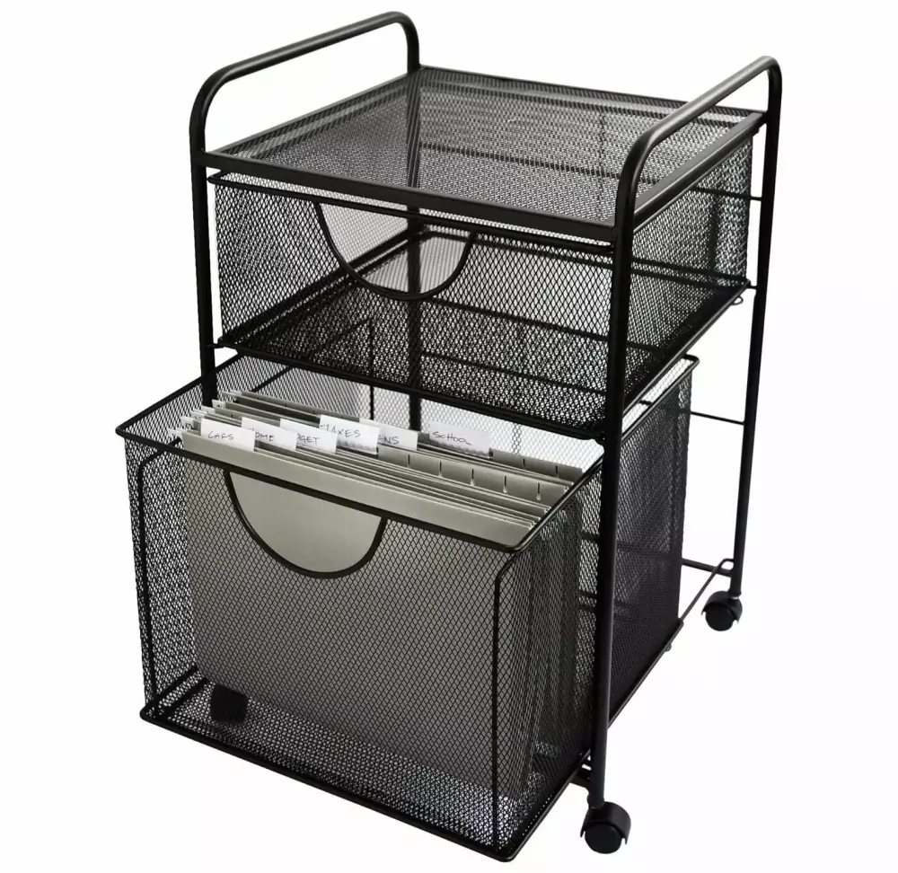 2 Drawer File Cart Black Mobile Filing Cabinet Office Home Cintbllter