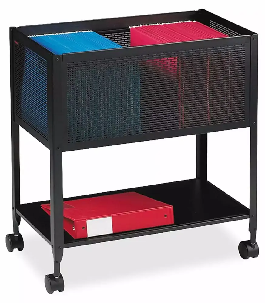 Black Mesh Rolling File Cart 13-1/4 24 27-1/2-Inch Mobile Document Organizer GpLuMy