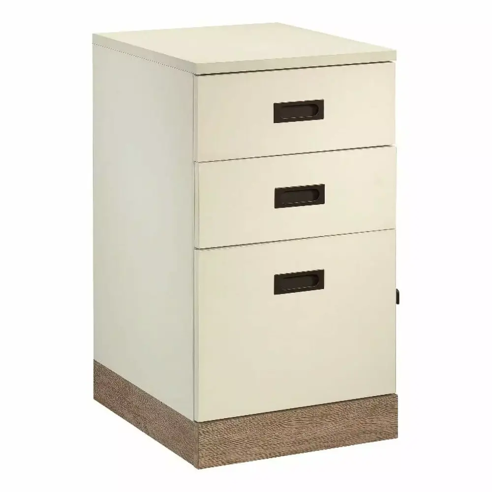 Pemberly Row Engineered Wood File Cart Pebbled White Finish Mobile Office Storage