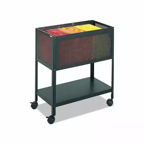 Safco Black Steel Mesh Open Top Tub File Storage Cart 13.5w x 24.25d x 27.5h