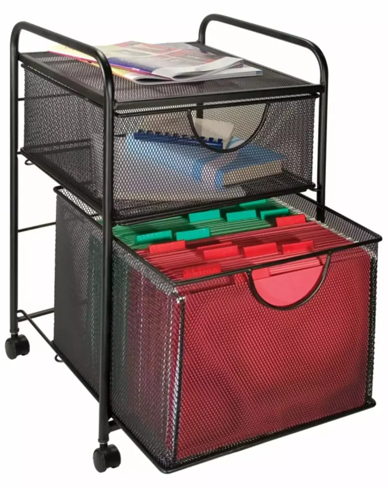 2 Drawer File Cart Black Mobile Storage Solution Office Home Sichen
