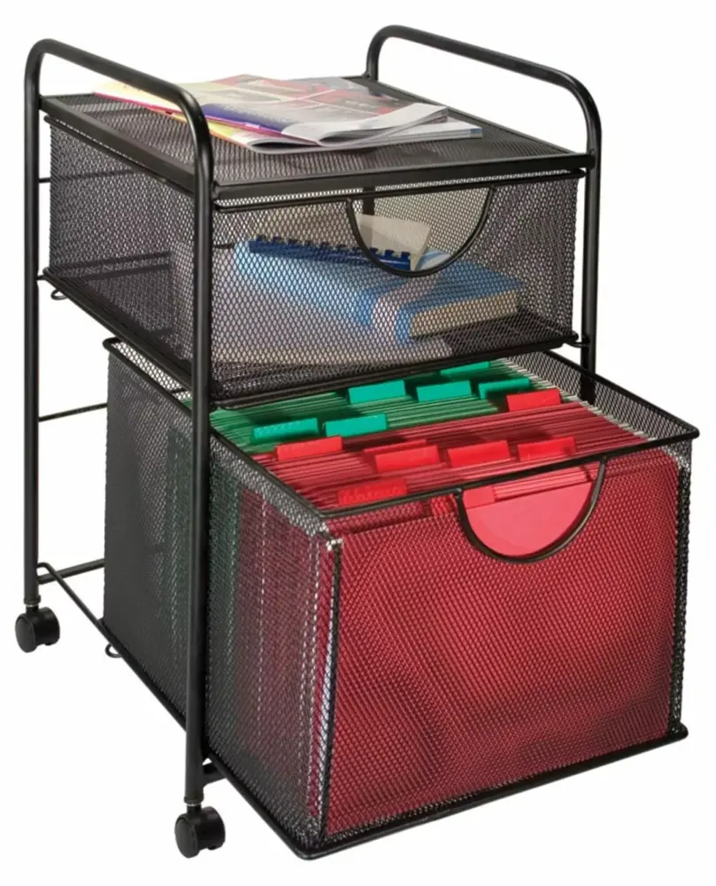 2 Drawer File Cart Black Mobile Storage Office Home ZanQee