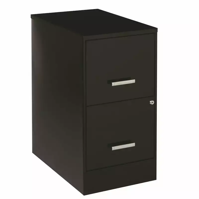 2 Piece Metal Filing Cabinet Set 2 Drawers Black Office Storage Solution Home Square
