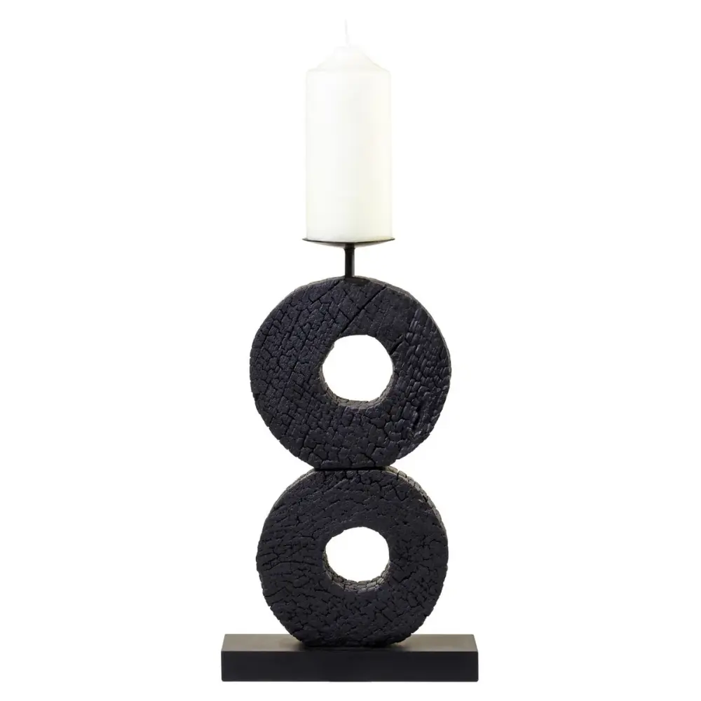 Fidel Large Charred Log Candle Holder - Midnight Mango Wood