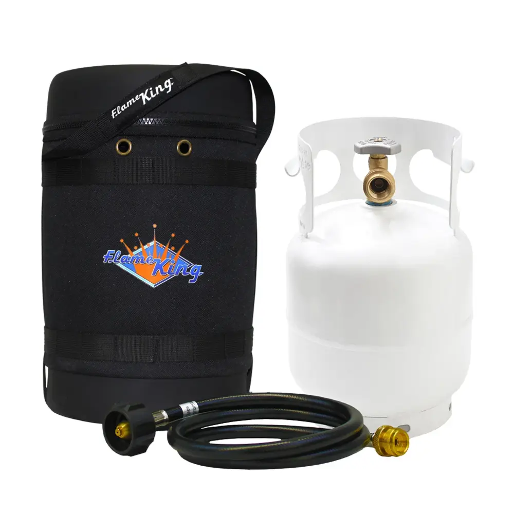 Flame King Propane Gas Hauler Kit 5lb Propane Tank, Adapter Hose and Shielded Protective Carry Case