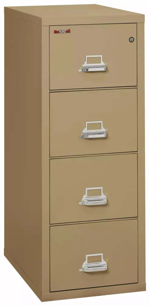 FireKing 4-Drawer Vertical Fireproof File Cabinet 31 Depth Letter Size Sand
