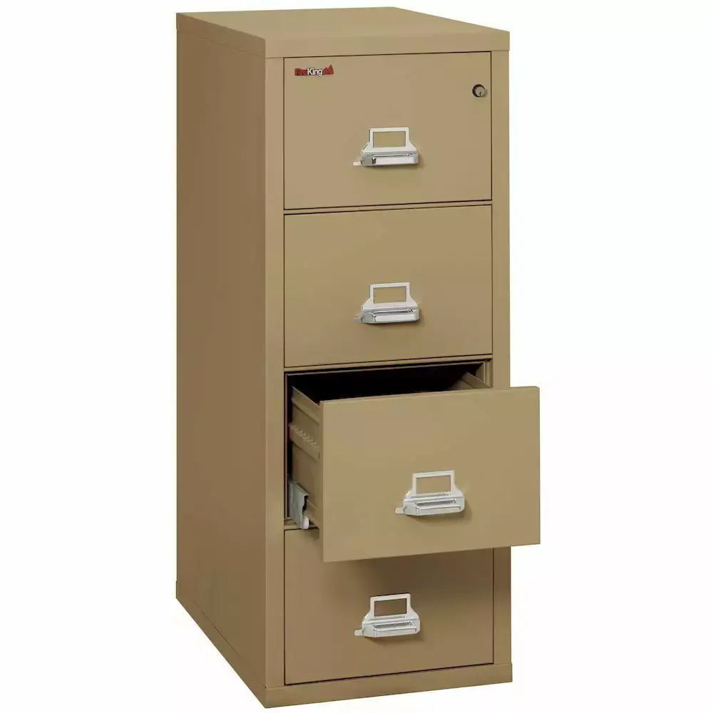 FireKing 4-Drawer Vertical Fireproof File Cabinet 31 Depth Letter Size Sand