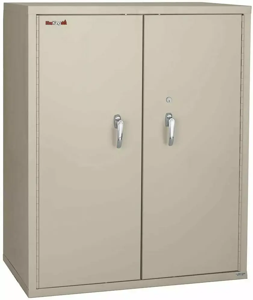 FireKing 2-Door Fireproof Storage Cabinet 1-Hour Fire Resistant Pewter