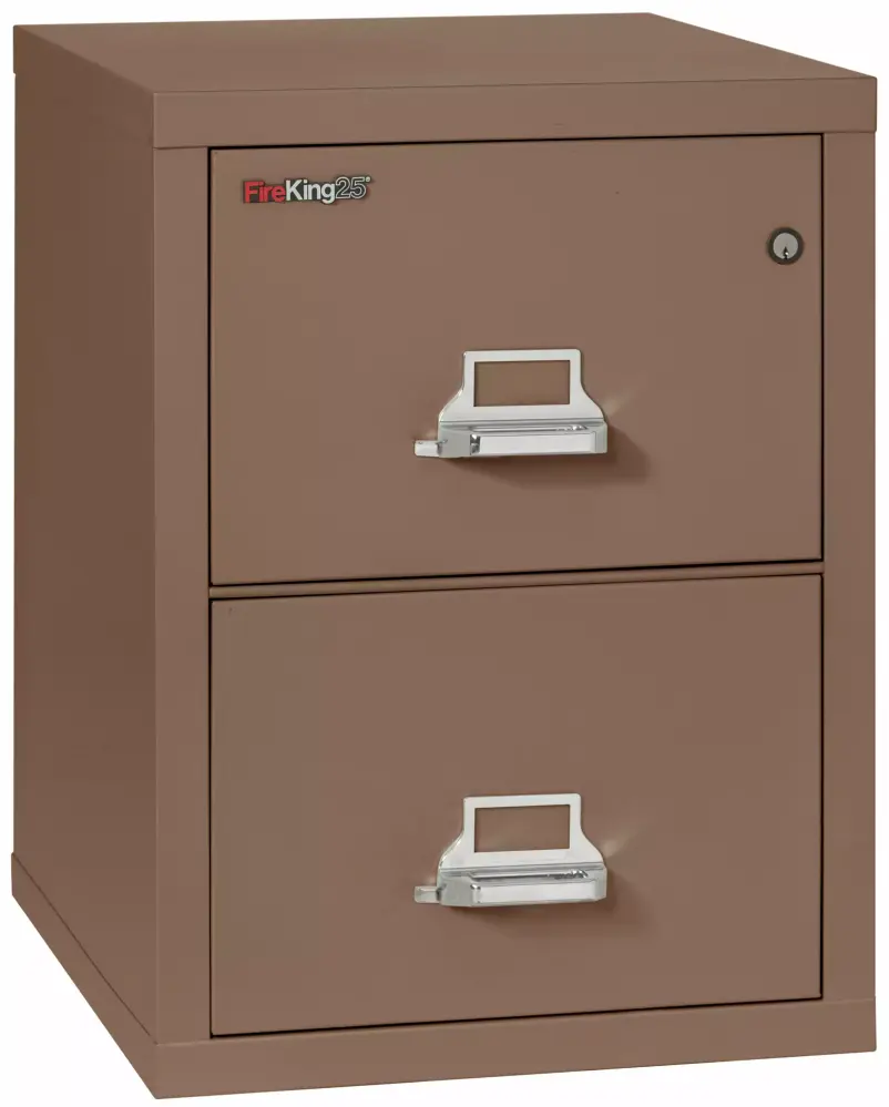 FireKing 2-Drawer Vertical Fireproof File Cabinet 1-Hour Fire Resistant Tan