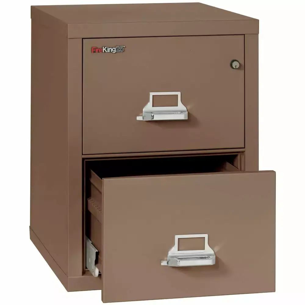 FireKing 2-Drawer Vertical Fireproof File Cabinet 1-Hour Fire Resistant Tan