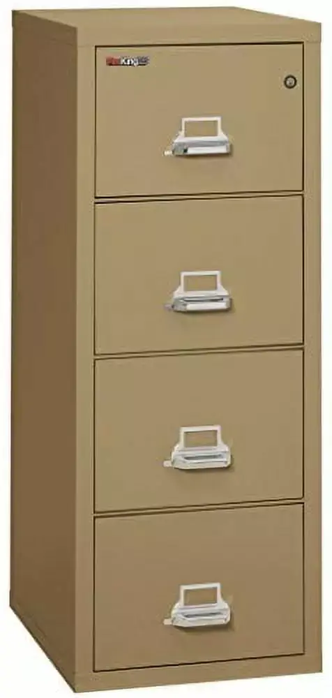 FireKing 4-Drawer Fireproof Vertical File Cabinet Legal Size Sand Impact Resistant