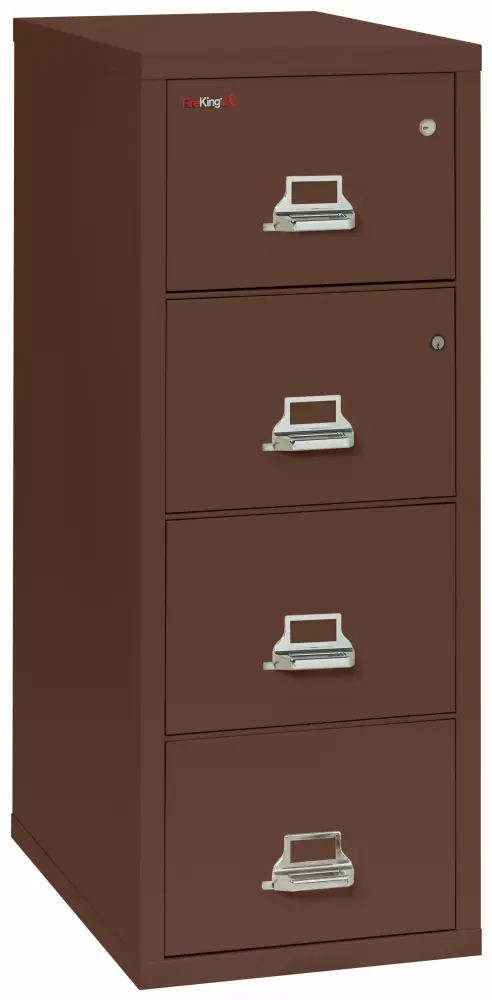 FireKing 4-Drawer Vertical Safe---File Cabinet 1-Hour Fireproof Legal Size Brown