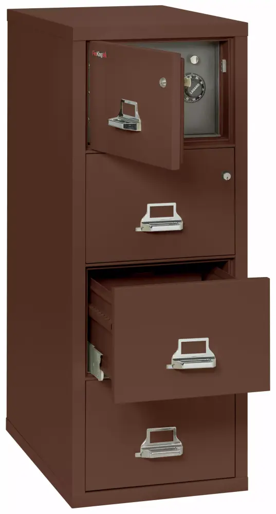 FireKing 4-Drawer Vertical Safe---File Cabinet 1-Hour Fireproof Legal Size Brown