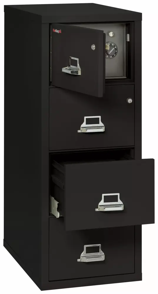 FireKing 4-Drawer Vertical Safe---File Cabinet 1-Hour Fireproof Legal Size Black