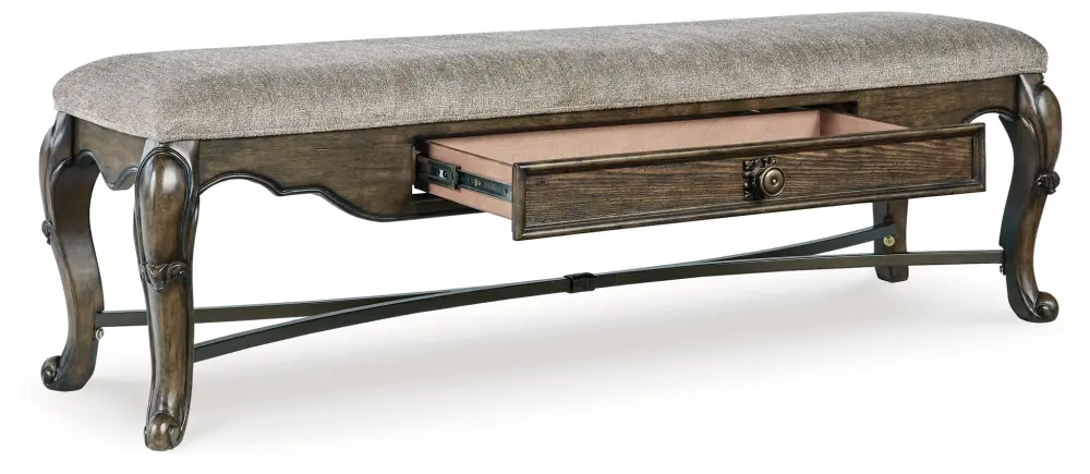 Maylee - Upholstered Storage Bench - Dark Chocolate