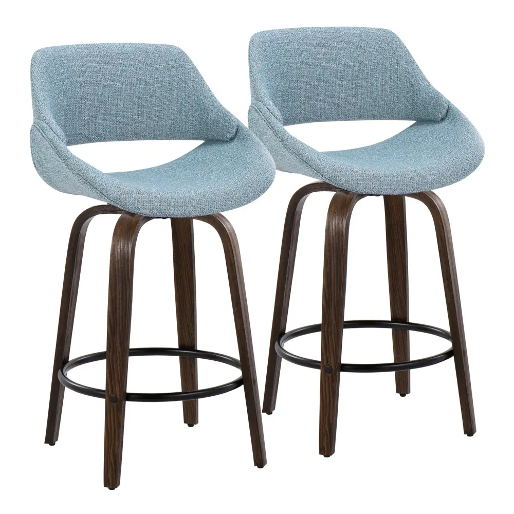 Fabrico - Mid Century Present-day Fixed Height Counter Stool & Round Footrest (Set 2)