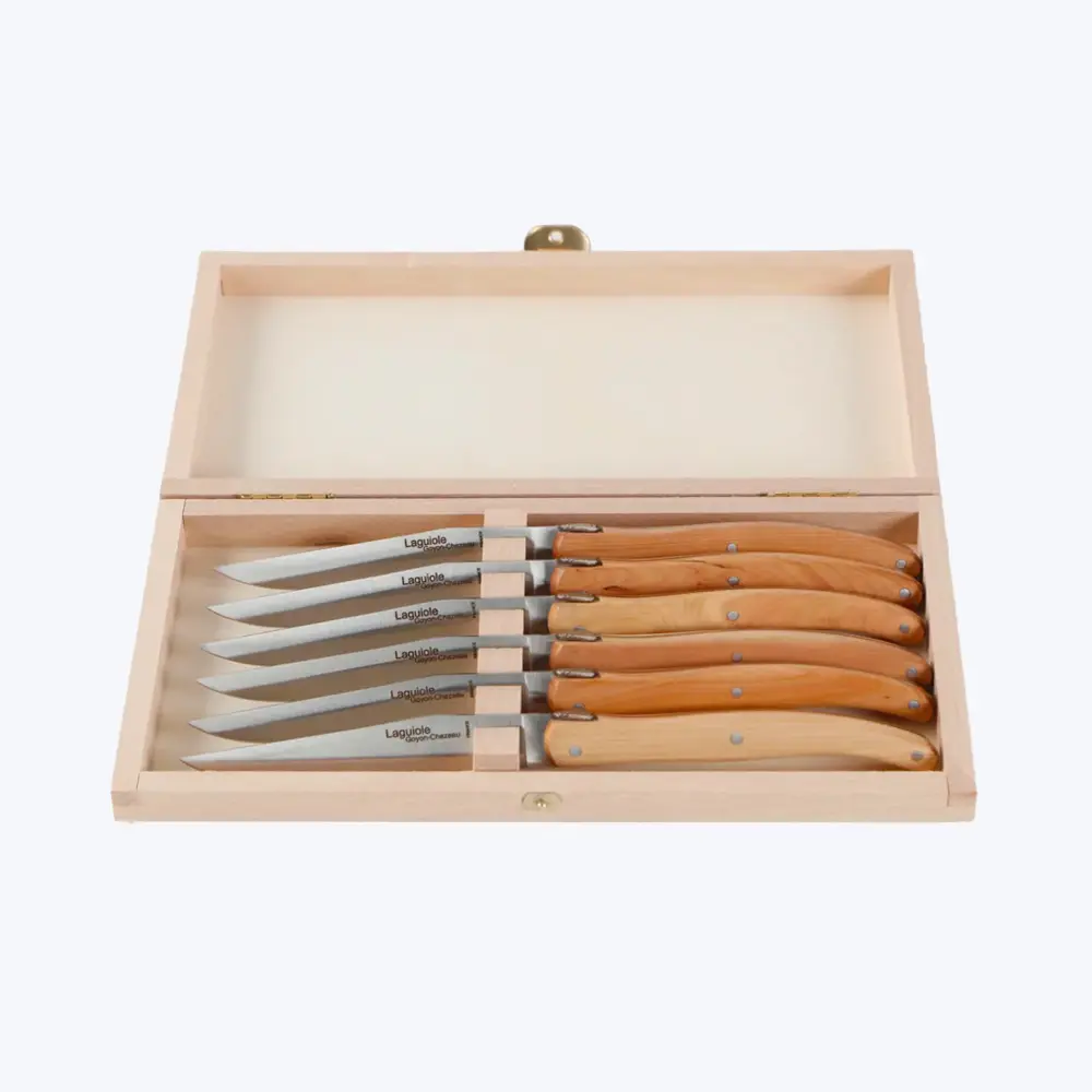 Laguiole Juniper Steak Knives, Place 6