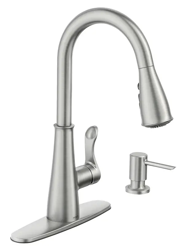 Moen Hadley Series 87245SRS Pull-Down Kitchen Faucet, 1.5 gpm, 1-Handle, 1-Faucet Hole, Steel, Stainless