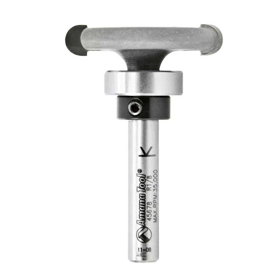 Amana Tool 45678 Carbide Tipped Flooring Rounded Dedicated Cutter 1/8 Radius x 1-1/4 Dia x 1/4 x 1/4 Inch Shank Upper BB
