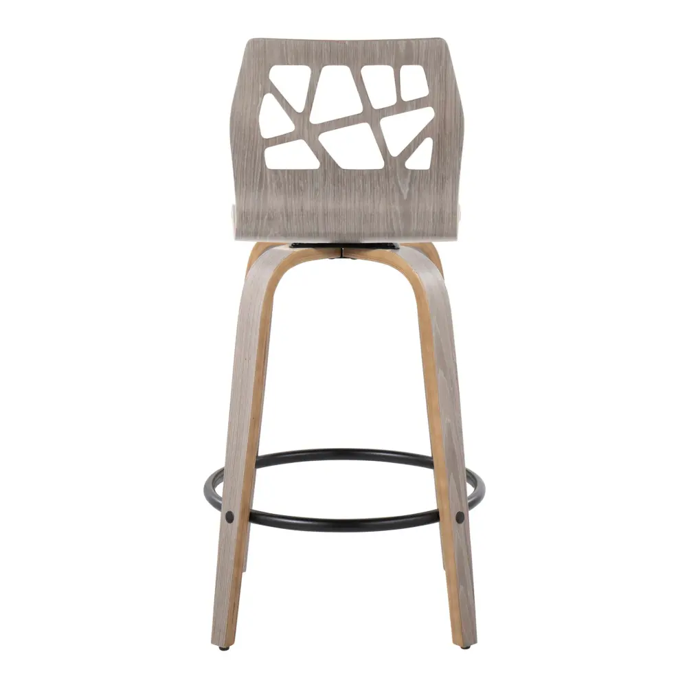 Folia - Contemporary Fixed Height Counter Stool Swivel Round Footrest (Set 2) - Light Ash