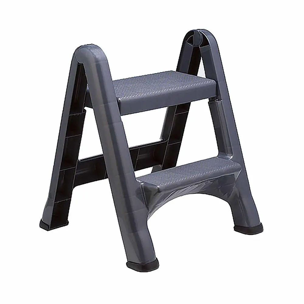 EZ Step Folding Step Stool, Grey Adjustable Levelers