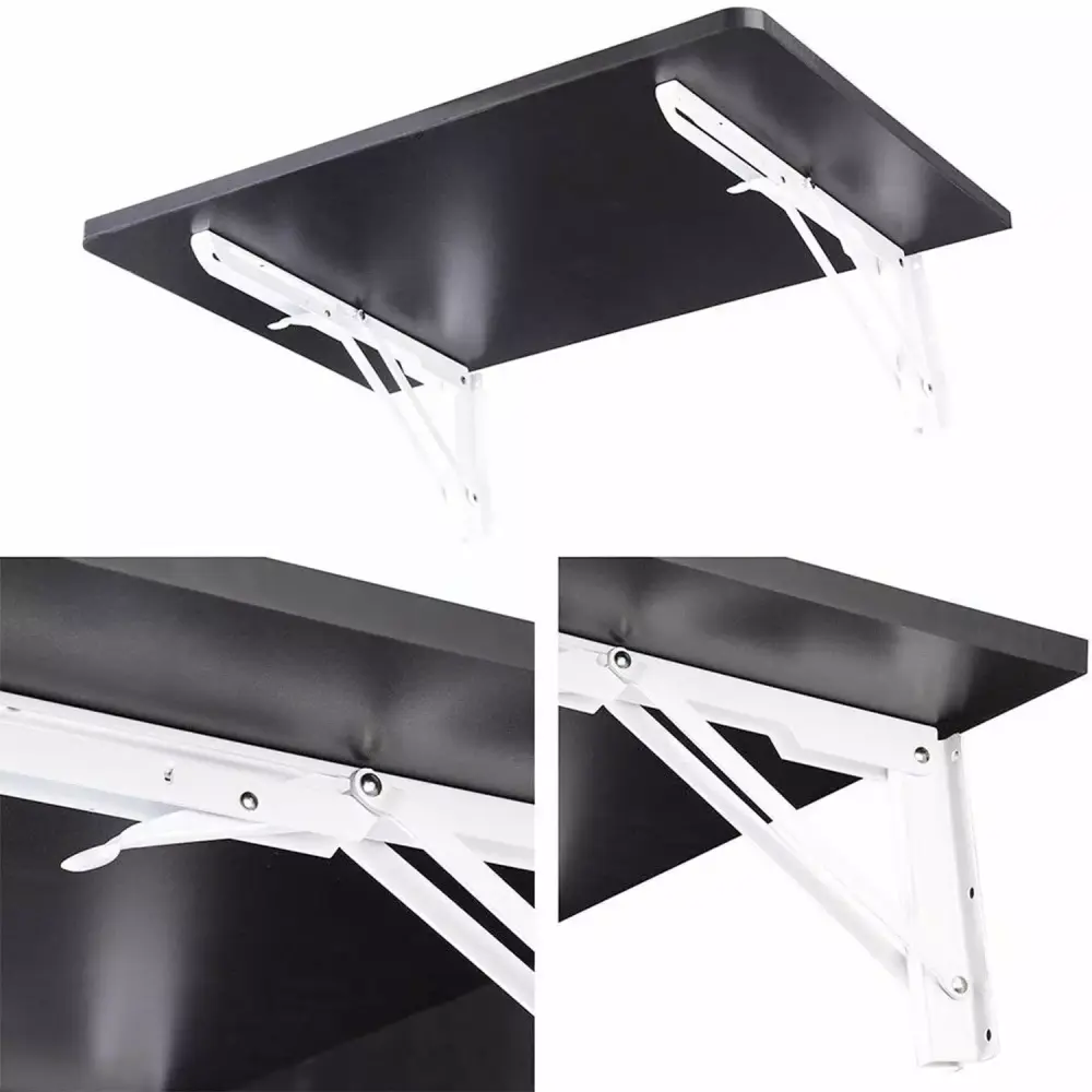 Koval Inc Wall Mounted Floating Folding Desk Table Black Space Saving Home Office Furniture