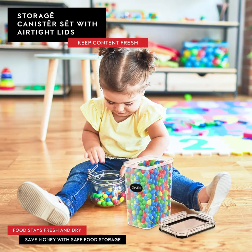 Airtight Food Storage Container Place - 6 Pieces 2.0L - Plastic BPA Free Kitchen Pantry Storage Containers - Dishwasher Sa...