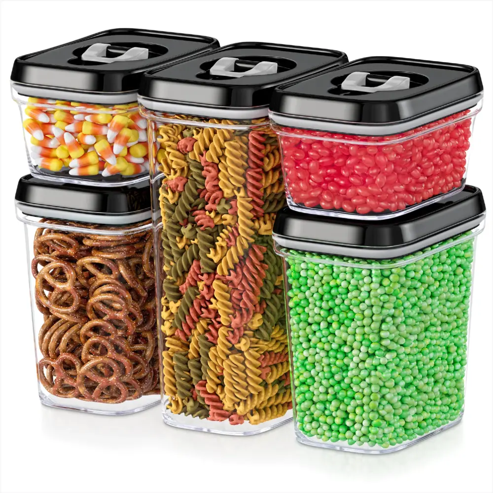 Airtight Food Storage Containers - 5 Piece Set - Air Tight Lid - Kitchen & Pantry Containers - Crystal Thick Plastic Canis...