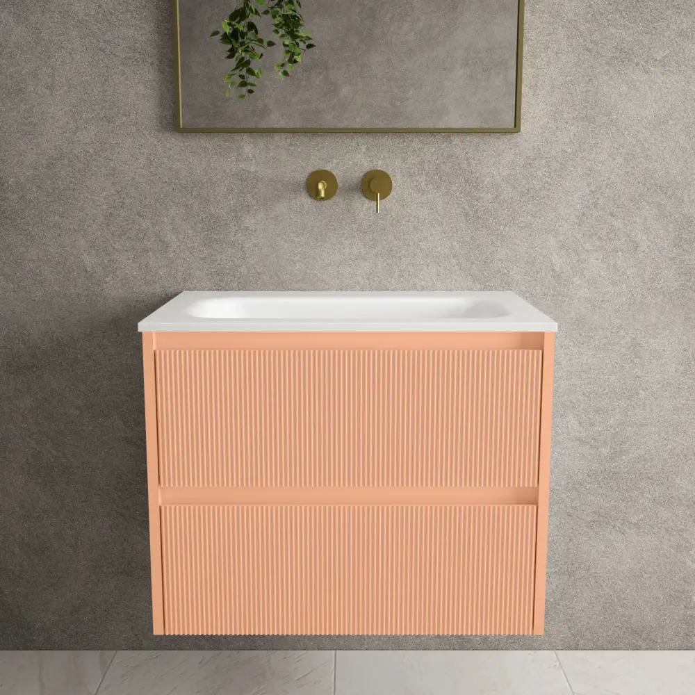 Scanalato Duplicate Drawer Vanity Unit Beyondstone Basin - Peach Fuzz 700mm