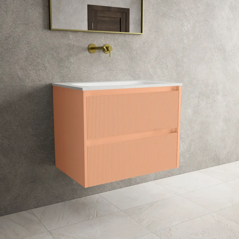 Scanalato Duplicate Drawer Vanity Unit Beyondstone Basin - Peach Fuzz 700mm