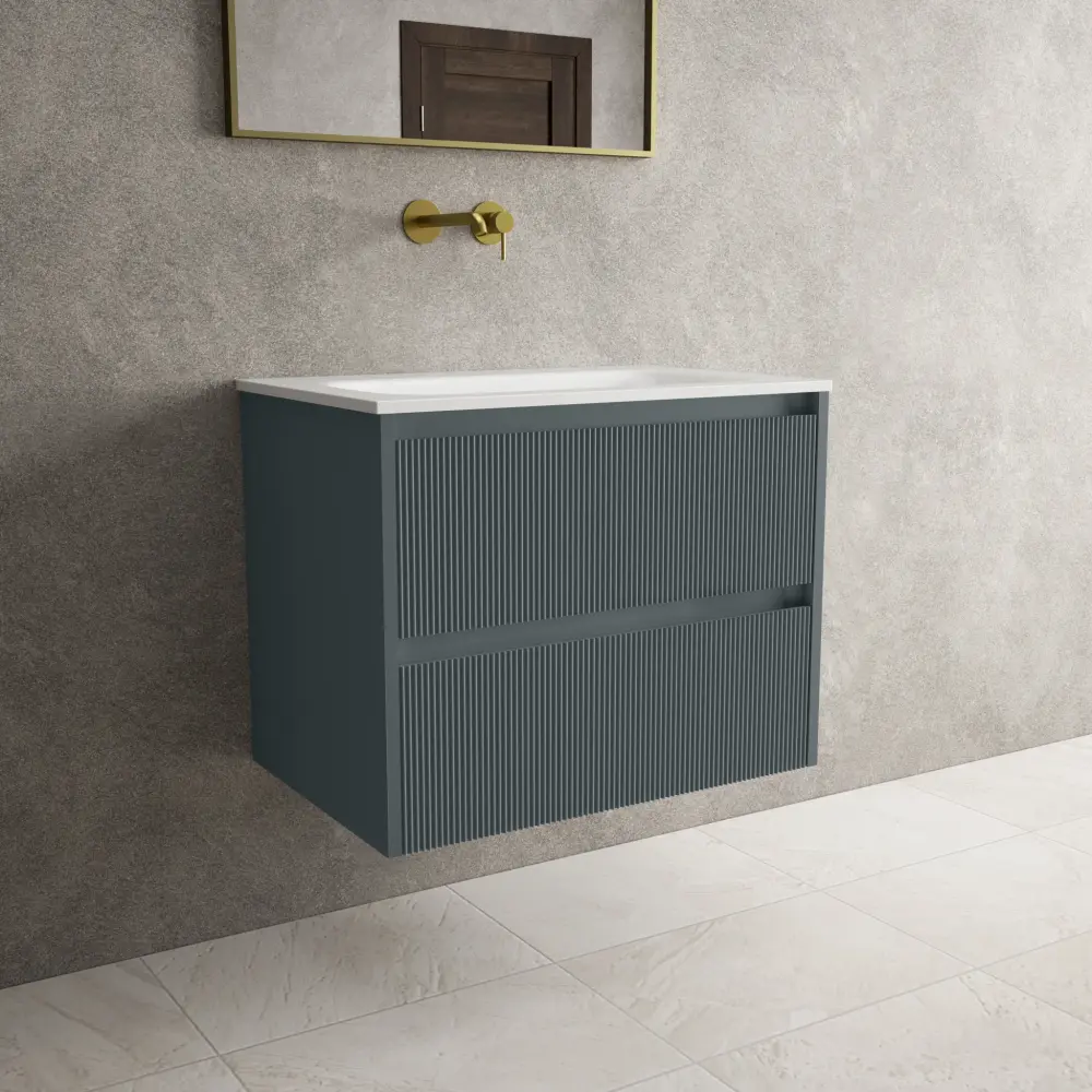 Scanalato Twofold Drawer Vanity Unit Beyondstone Basin - Anthracite 700mm