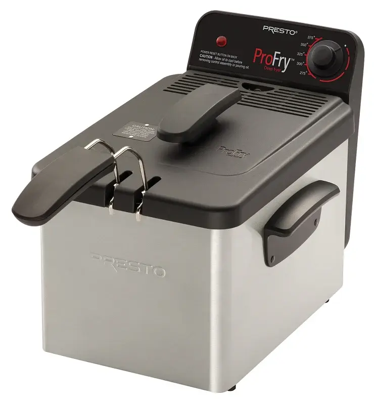 Presto ProFry Series 05461 Electric Deep Fryer, 8 Cup Food, 2.8 L Oil Capacity, 1800 W, Variable Thermostat Control