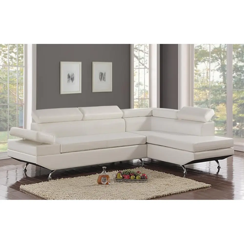 Diamond Modern Furniture HH Moderno Leather Look Sectional Moderno Sectional - Chalk