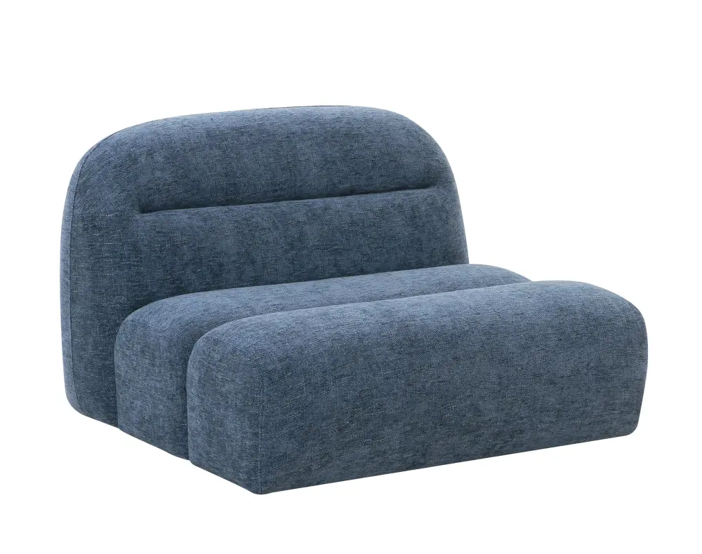 Divani Casa Forman - Today's Blue Fabric Modular Armless Sectional Seat | Easy Assembly Required