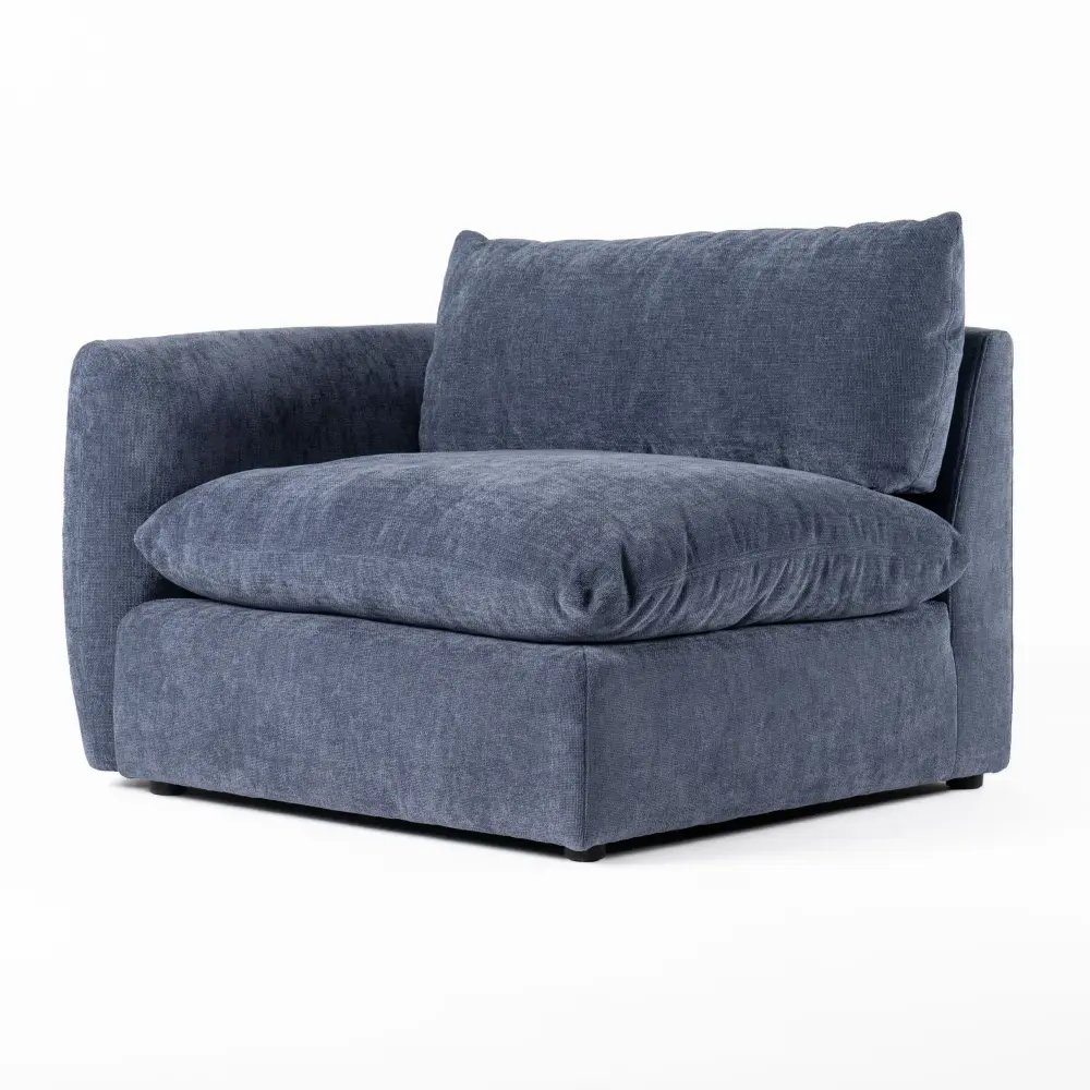 Divani Casa Kinsey - Modern Blue Fabric Sectional Left Facing Seat