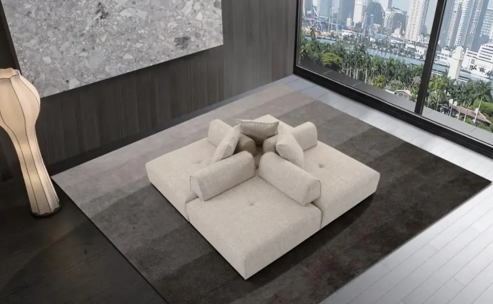Divani Casa Mondo - Modern Customizable Beige Fabric Armless Seat