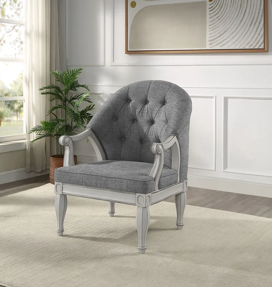 Florian - Antique Chair - Graphite / White