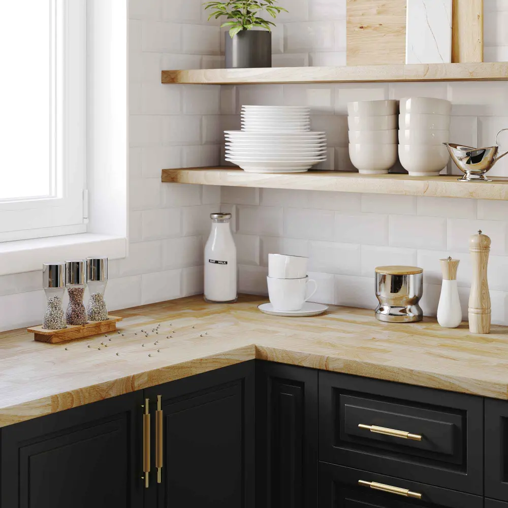 Hevea Wood Countertop, 96" x 25-1/2" x 1-1/2"