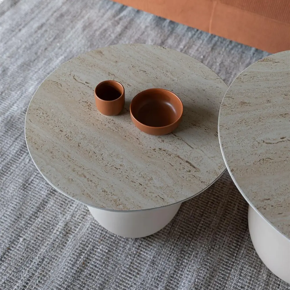 Karula Low Round Side Table - Buff