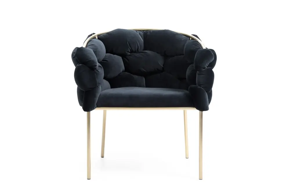Modrest Debra - Modern Black Velvety + Brushed Brass Dining Chair Scandinavian Designer