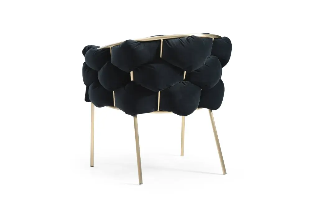 Modrest Debra - Modern Black Velvety + Brushed Brass Dining Chair Scandinavian Designer