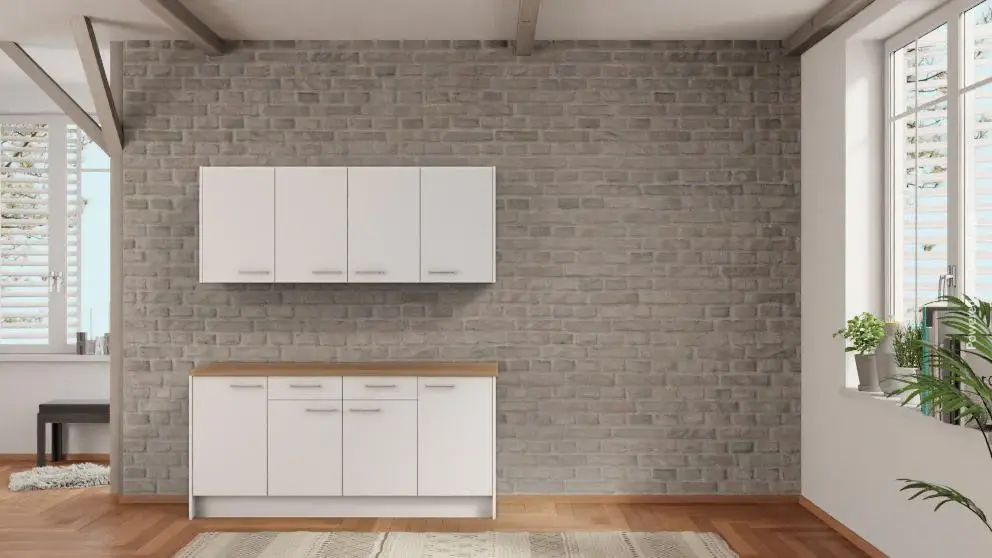 nobilia Laundry Room Ahlen 180 cm Alpine Pearl matte Sierra Oak Kitchen Unit